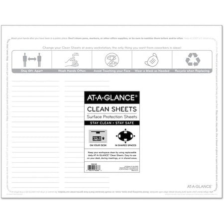 At-A-Glance SK2628, DISPOSABLE CLEAN SHEETS, 25 SHEETS, 17 X 22, WHITE, 25PK AAGSK2628